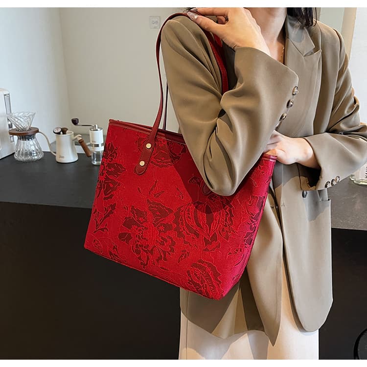 着物バッグ 花鳥風月刺繍和装トートバッグ
