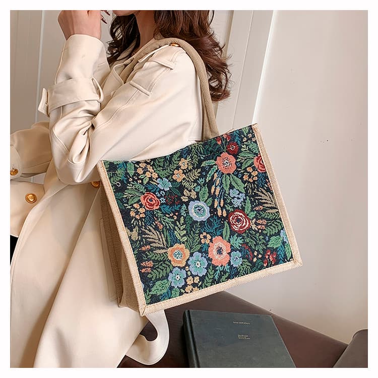 着物バッグ 花園の憩い 着物トートバッグ