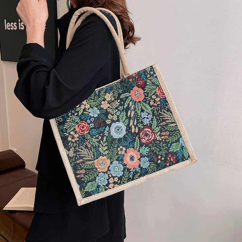 着物バッグ 花園の憩い 着物トートバッグ