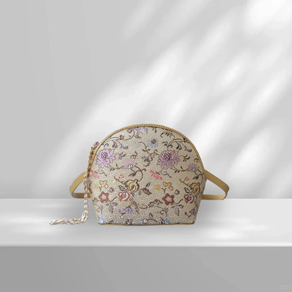 着物バッグ ショルダーバッグ 花鳥絵巻 貝型ショルダー