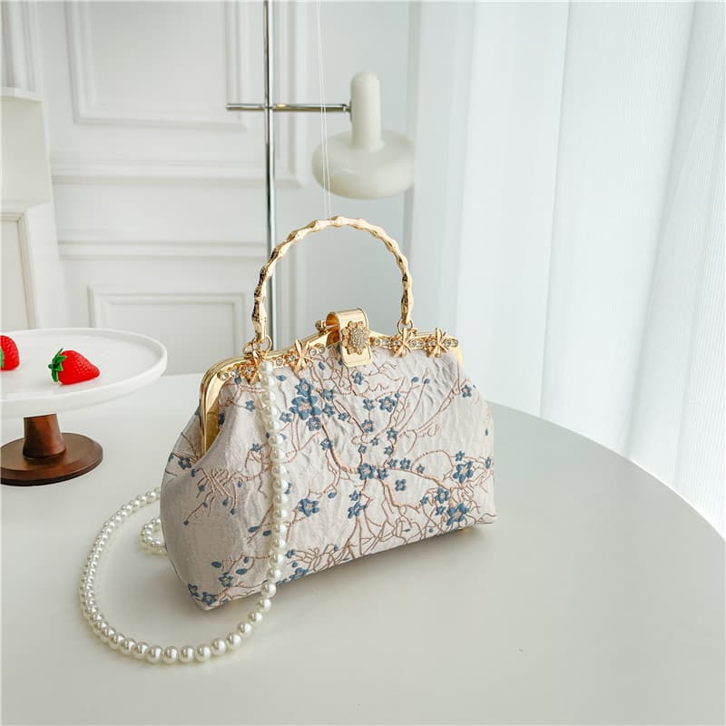 着物バッグ ショルダーバッグ 桜刺繍がま口ショルダー