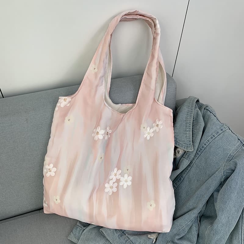 着物バッグ トートバッグ 優雅な花刺繍 和風トートバッグ
