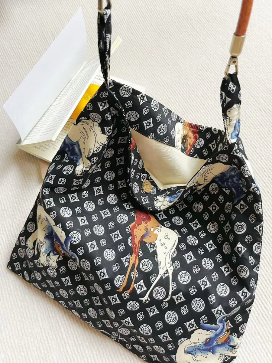 着物バッグ トートバッグ 古典絵巻 動物紋様 トートバッグ