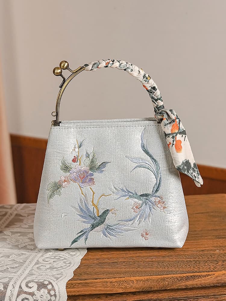 着物バッグ トートバッグ 華やかがま口トートバッグ