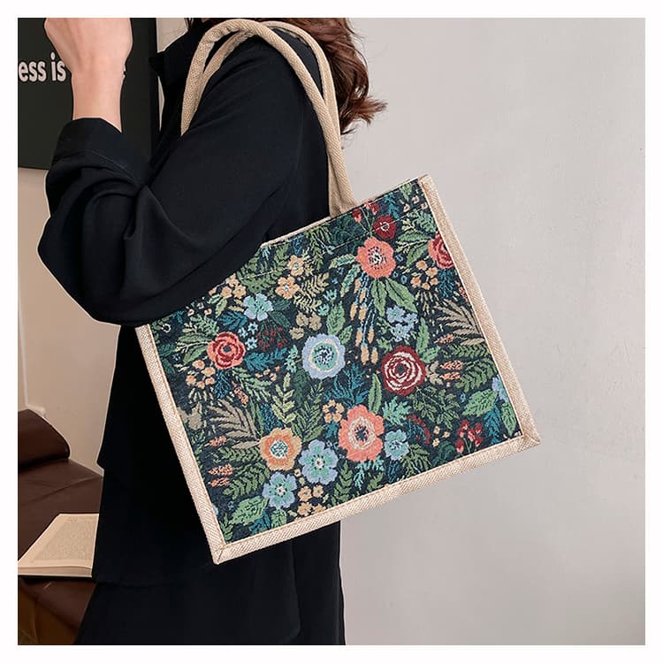 着物バッグ 花園の憩い 着物トートバッグ