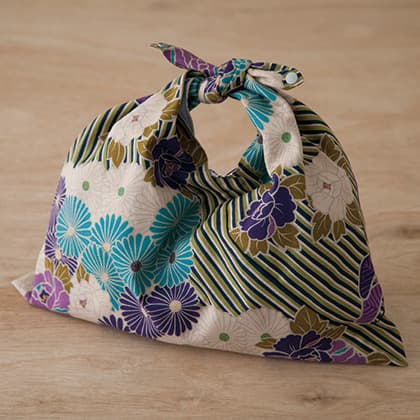 着物バッグ ショルダーバッグ 花模様あづま袋風ショルダー