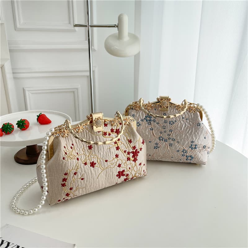 着物バッグ ショルダーバッグ 桜刺繍がま口ショルダー