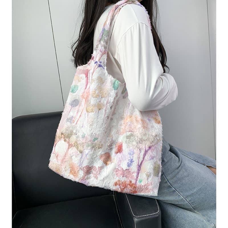 着物バッグ トートバッグ 優雅な花刺繍 和風トートバッグ