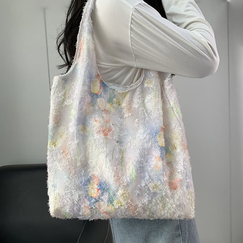 着物バッグ トートバッグ 優雅な花刺繍 和風トートバッグ