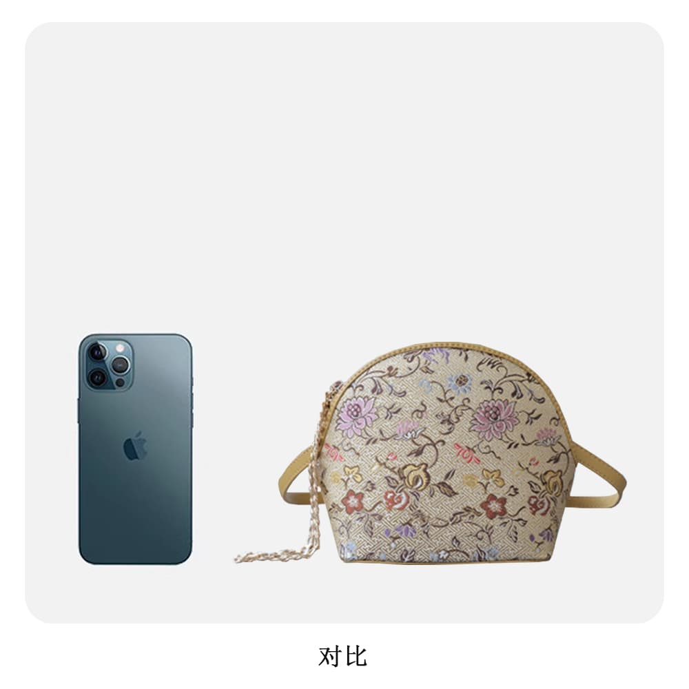 着物バッグ ショルダーバッグ 花鳥絵巻 貝型ショルダー