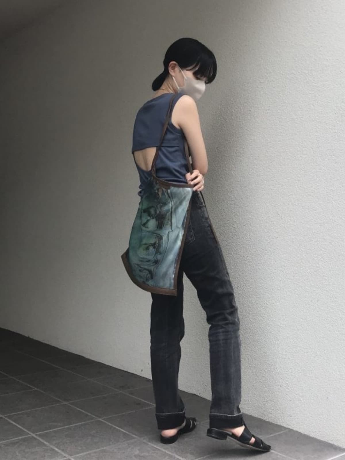 着物バッグ 墨流し模様 風雅なトートバッグ