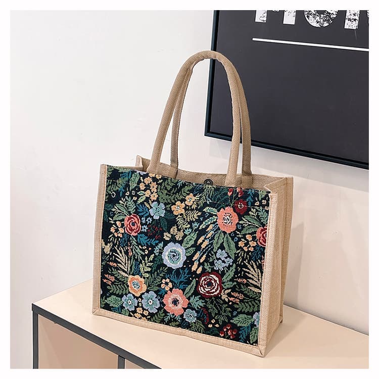 着物バッグ 花園の憩い 着物トートバッグ