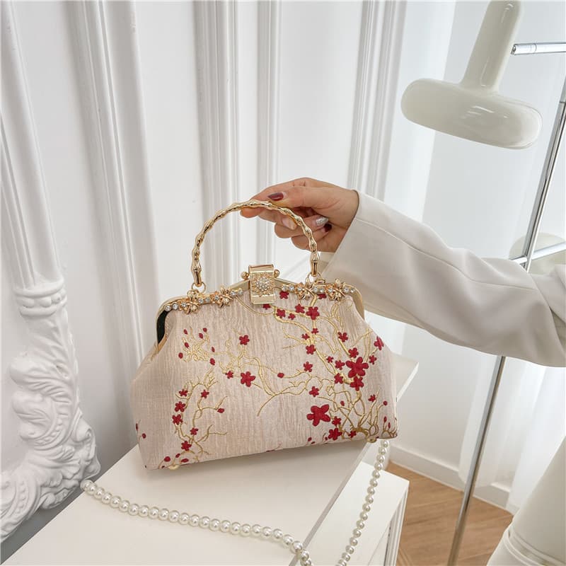 着物バッグ ショルダーバッグ 桜刺繍がま口ショルダー