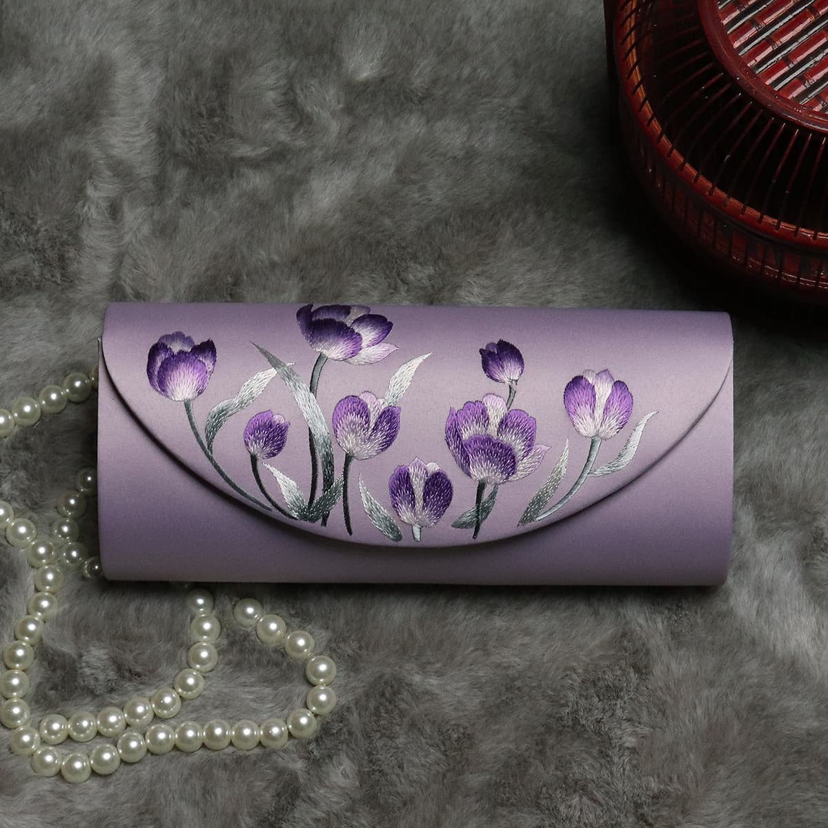 着物バッグ クラッチバッグ 花モチーフ刺繍クラッチバック