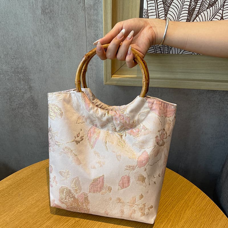着物バッグ トートバッグ 花絹の調べ 竹手持ち和装トート